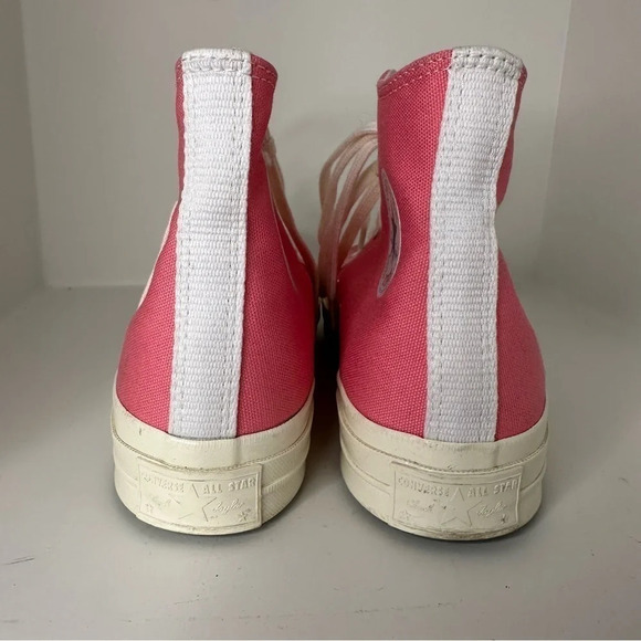 Comme Des Garçons Play × Converse Pink Sneakers SZ W9 - Picture 4 of 8